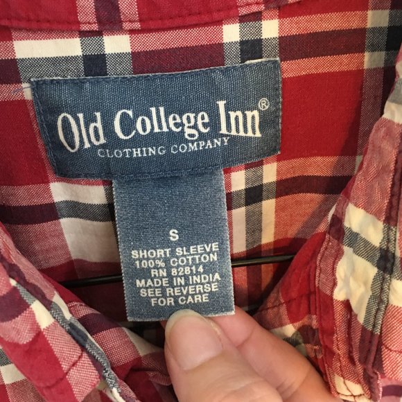 Old College Inn Old‎ College Inn Mens Red Plaid Short Sleeve Shirt, Small - Picture 6 of 7